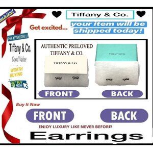 📢 TIFFANY & CO.  ➕🆒 BOW EARRINGS Sterling Silver 925 Stud Ribbon💸BUY NOW‼️🟢